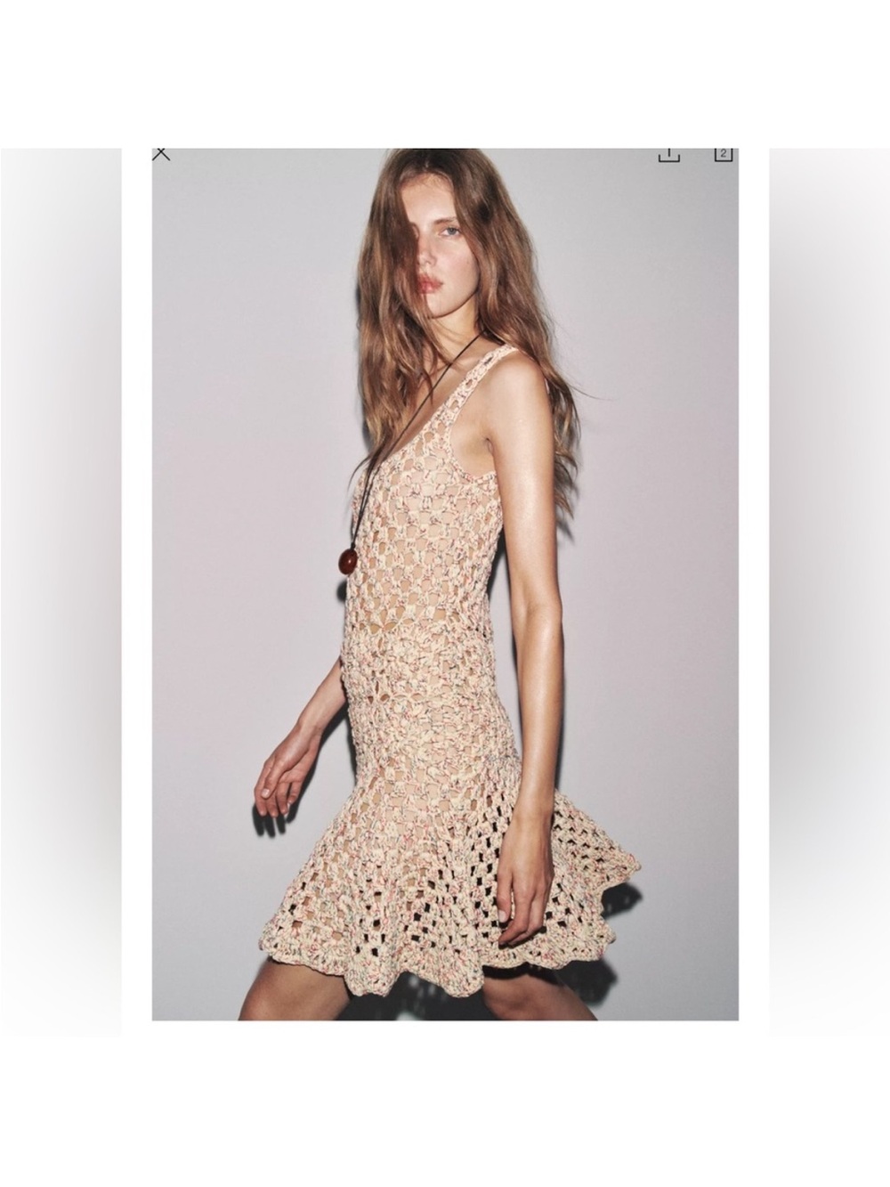 Crochet Flare Hem Mini Dress- Seen in Vogue NWT Medium
